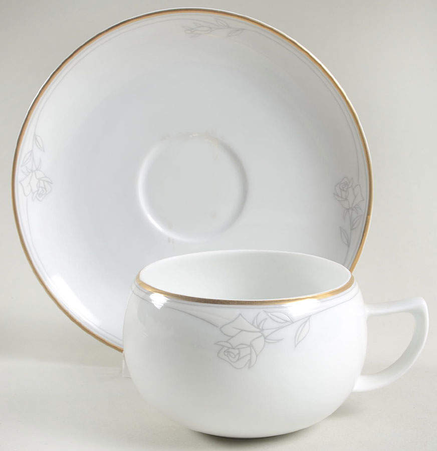 Antique Rose Flat Cup & Saucer Set by Mikasa-1