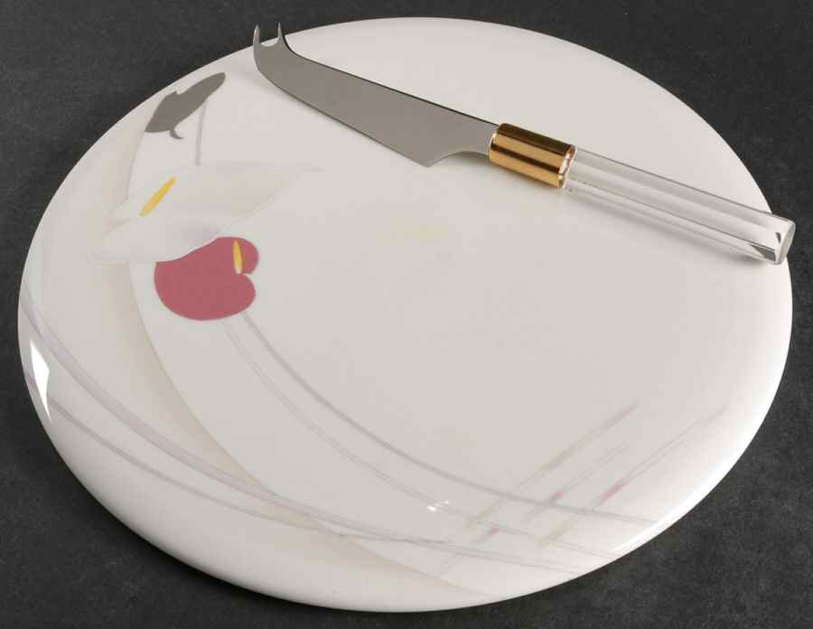 Anthurium 2 Piece Cheese Dish and Knife Set by Mikasa-1