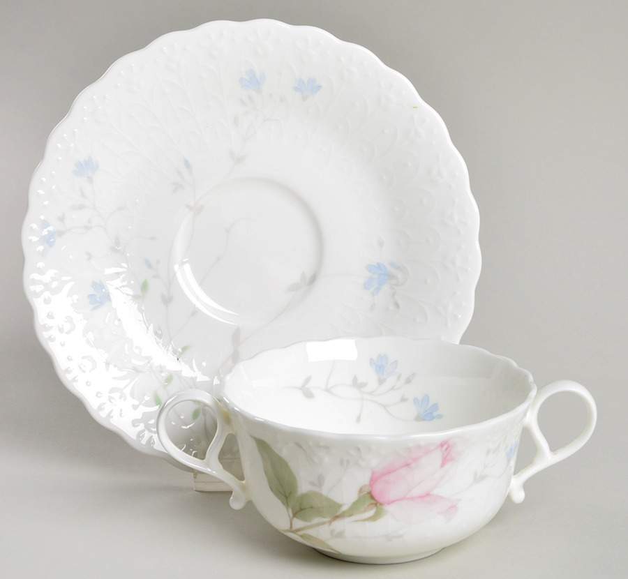 April Rose Flat Cream Soup Bowl & Saucer Set by Mikasa-1