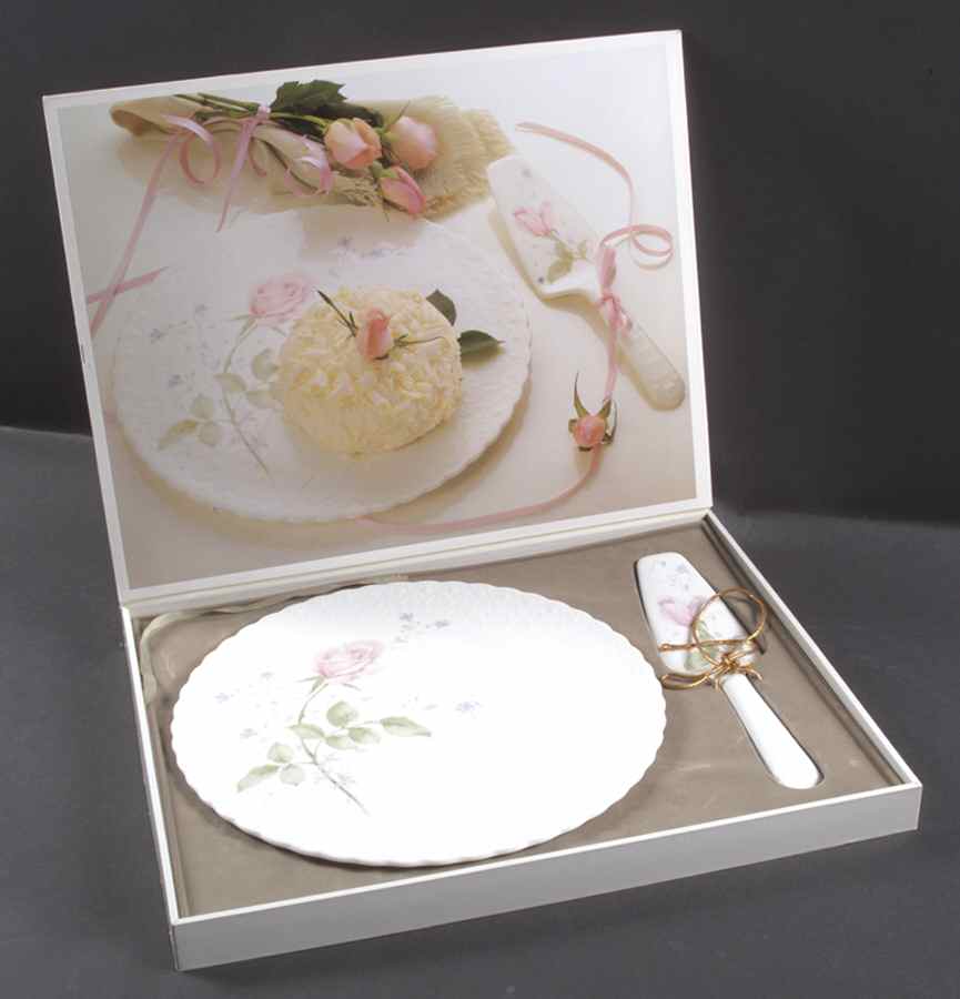 April Rose Cake Plate & Solid Ceramic Server Set (Boxed) by Mikasa-1