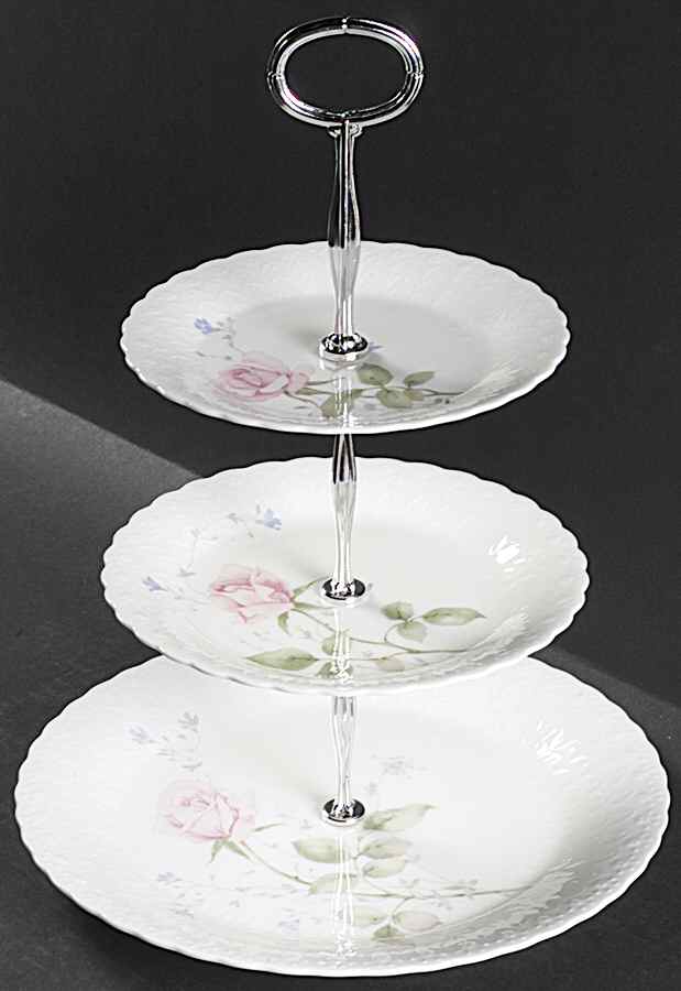 April Rose 13 7/8"-14 1/4" 3-Tiered Serving Tray(DP,SP,BB) HC by Mikasa-1