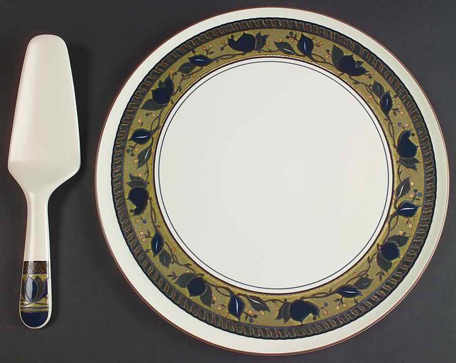 Arabella Cake Plate & Solid Ceramic Server Set (No Box) by Mikasa-1