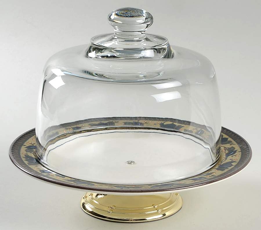 Arabella 6 1/2"-7 1/2" Footed Cheese Plate w/ Glass Dome HC by Mikasa-1