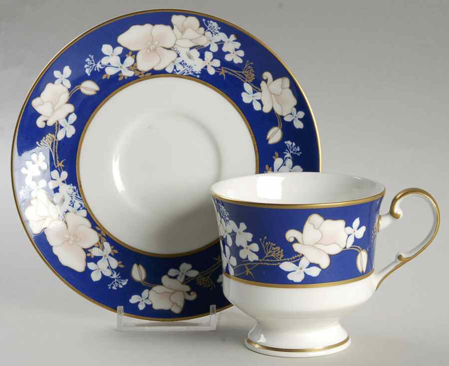 August Moon Cobalt Blue Footed Cup & Saucer Set by Mikasa-1