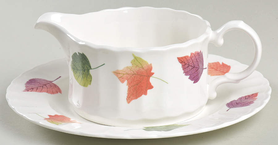 Autumn Revue Round Gravy Boat & Underplate (Salad Plate) by Mikasa-1