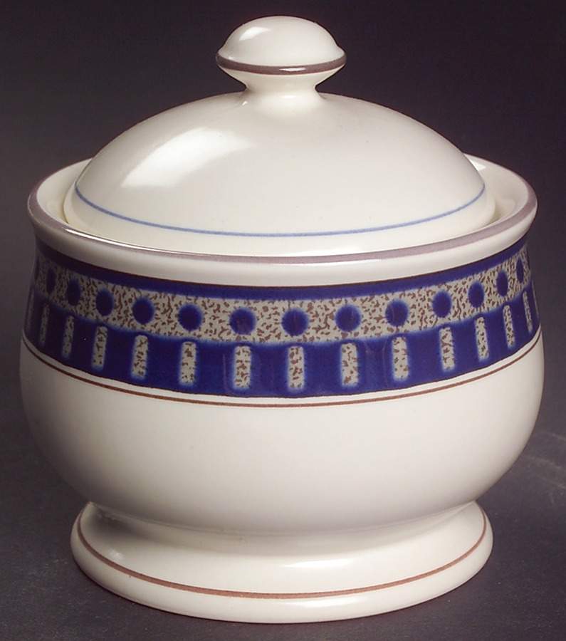 Aztec Blue Sugar Bowl & Lid by Mikasa-1