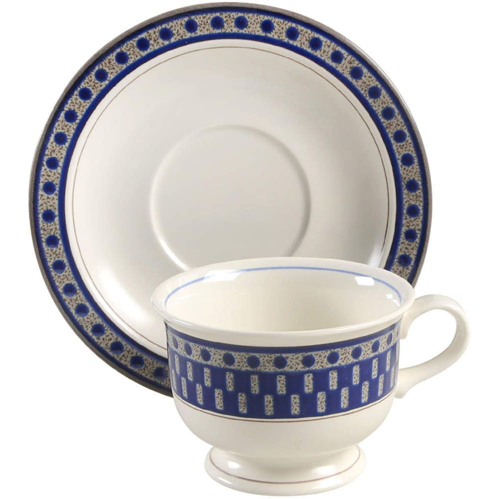 Aztec Blue Footed Cup & Saucer Set by Mikasa-1