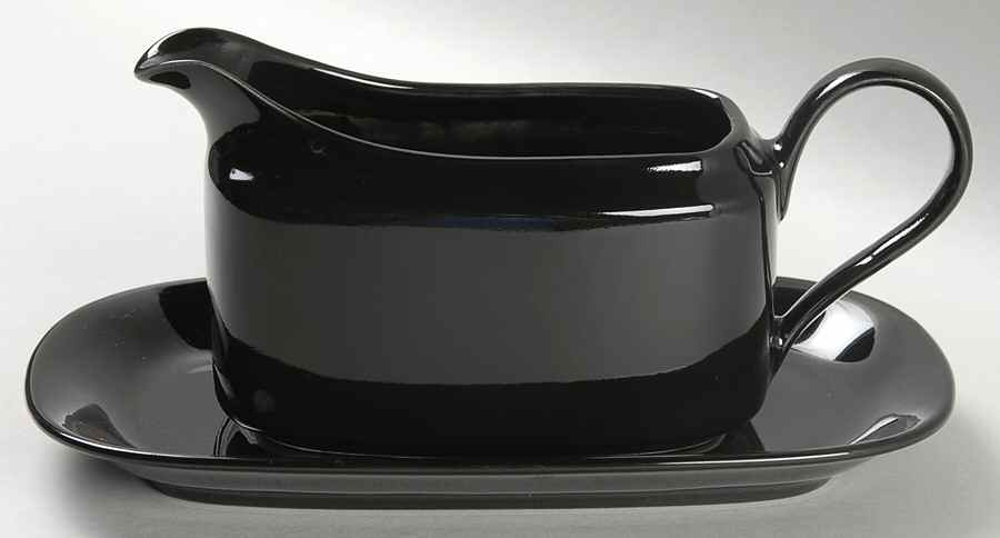 Basic Black Gravy Boat & Underplate (Relish/Butter) by Mikasa-1