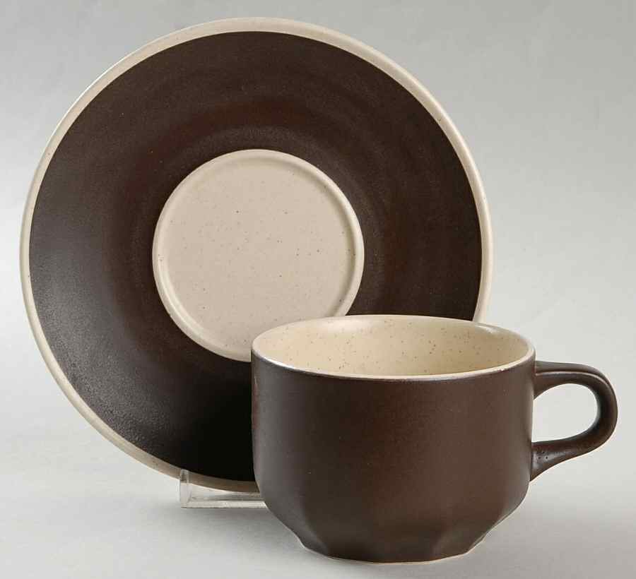Bark Brown Flat Cup & Saucer Set by Mikasa-1