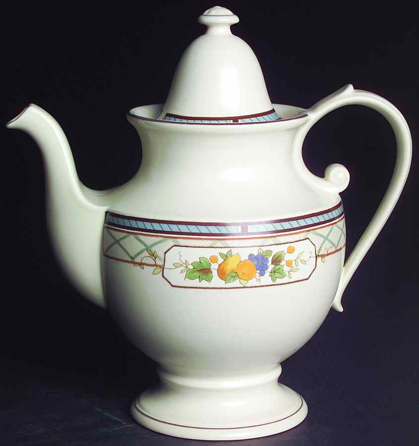Basket of Fruit Coffee Pot & Lid by Mikasa-1