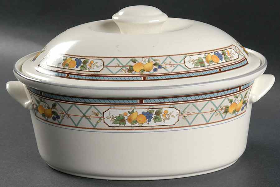 Basket of Fruit 2 Quart Oval Covered Casserole by Mikasa-1