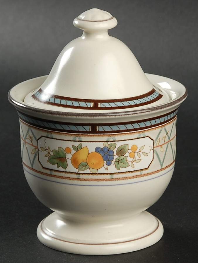 Basket of Fruit Sugar Bowl & Lid by Mikasa-1