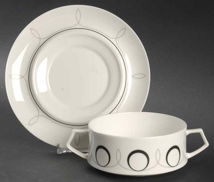 Basonge Flat Cream Soup Bowl & Saucer Set by Mikasa-1