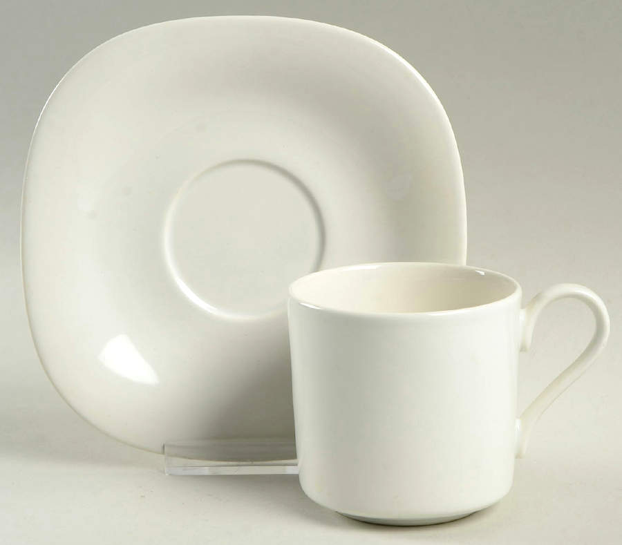 Basic White Flat Cup & Saucer Set by Mikasa-1