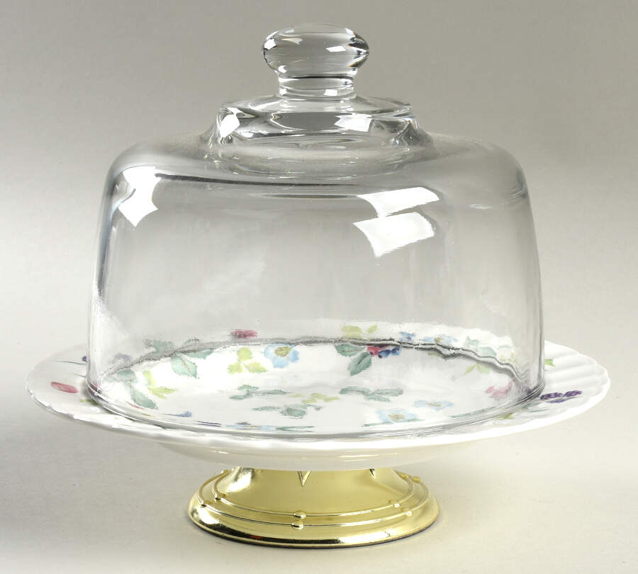 Berry Festival 6 1/2"-7 1/2" Footed Cheese Plate w/ Glass Dome HC by Mikasa-1
