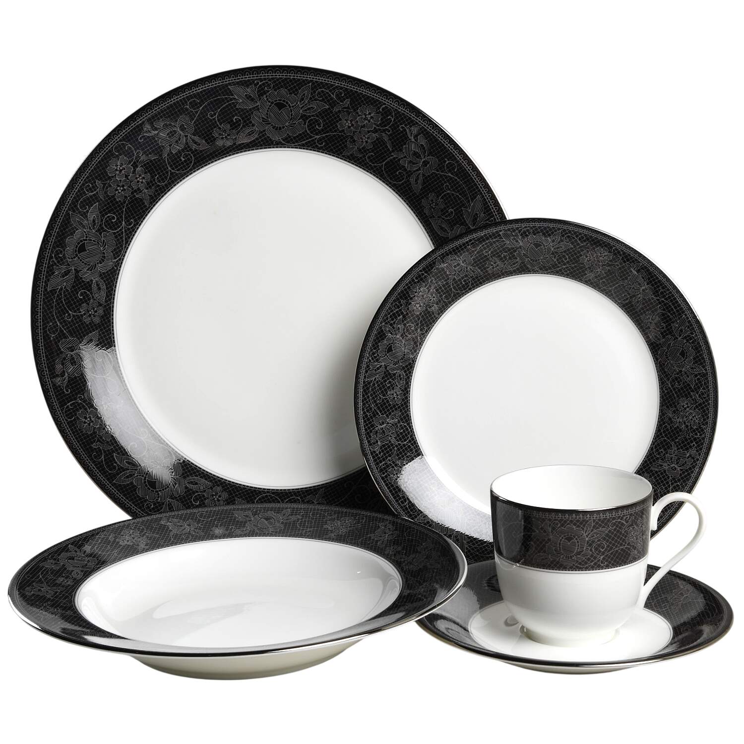 Belgian Lace Black (Mikasa Narumi #CAE05) 5 Piece Place Setting by Mikasa-1
