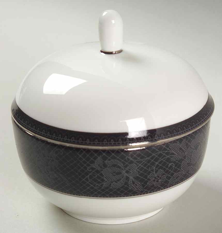 Belgian Lace Black (Mikasa Narumi #CAE05) Sugar Bowl & Lid by Mikasa-1