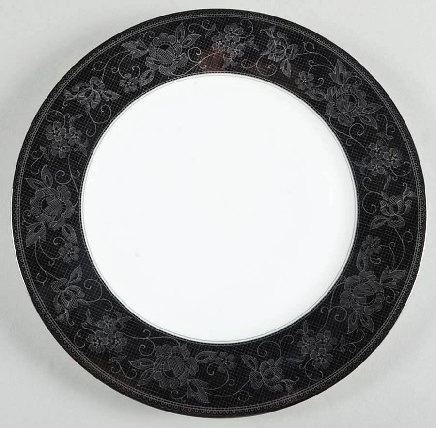 Belgian Lace Black (Mikasa Narumi #CAE05) 12" Chop Plate (Round Platter) by Mikasa-1