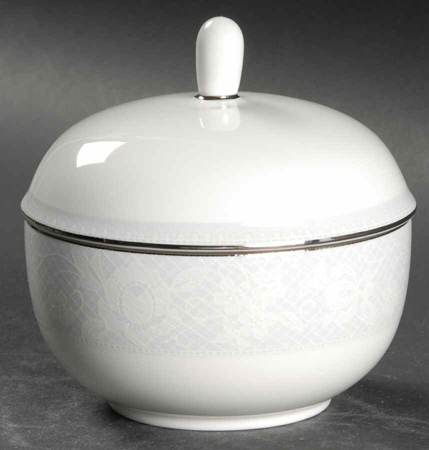 Belgian Lace White Sugar Bowl & Lid by Mikasa-1