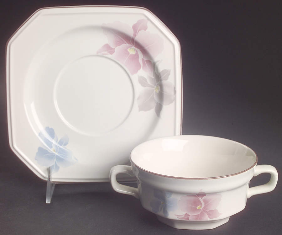 Beau Monde Flat Cream Soup Bowl & Saucer Set by Mikasa-1