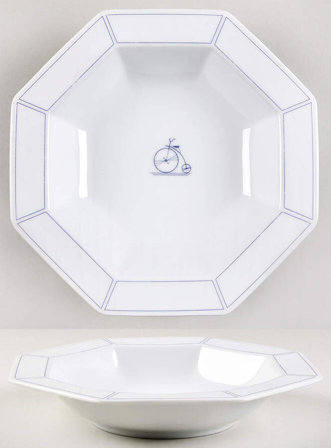Bicycle Blue Rim Soup Bowl by Mikasa-1