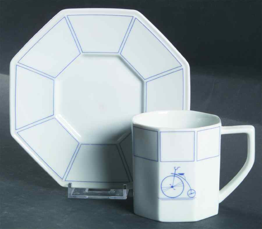 Bicycle Blue Flat Cup & Saucer Set by Mikasa-1