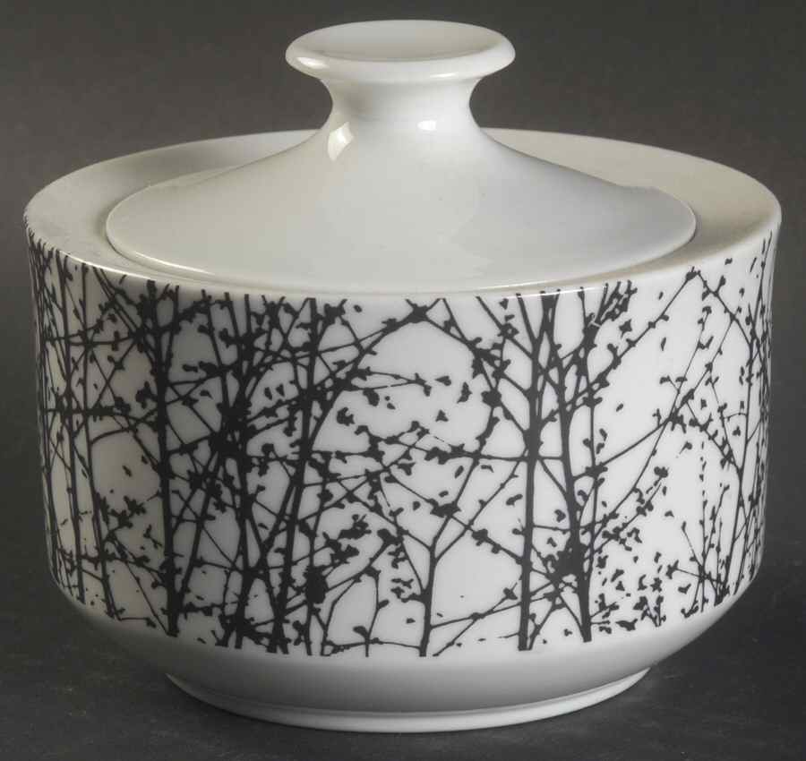 Birches Black Sugar Bowl & Lid by Mikasa-1