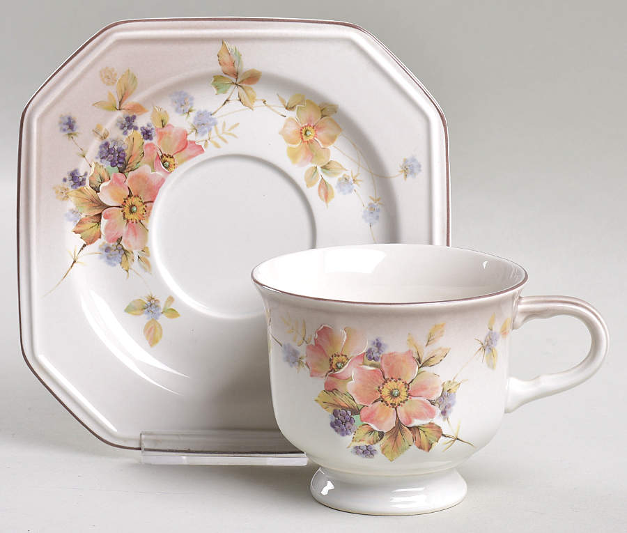 Black Berries Footed Cup & Saucer Set by Mikasa-1