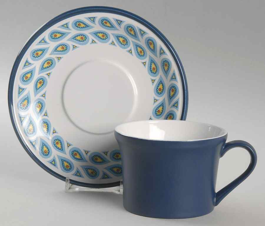 Blueberry Blue Flat Cup & Saucer Set by Mikasa-1