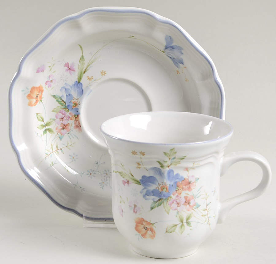 Blue Bouquet Flat Cup & Saucer Set by Mikasa-1