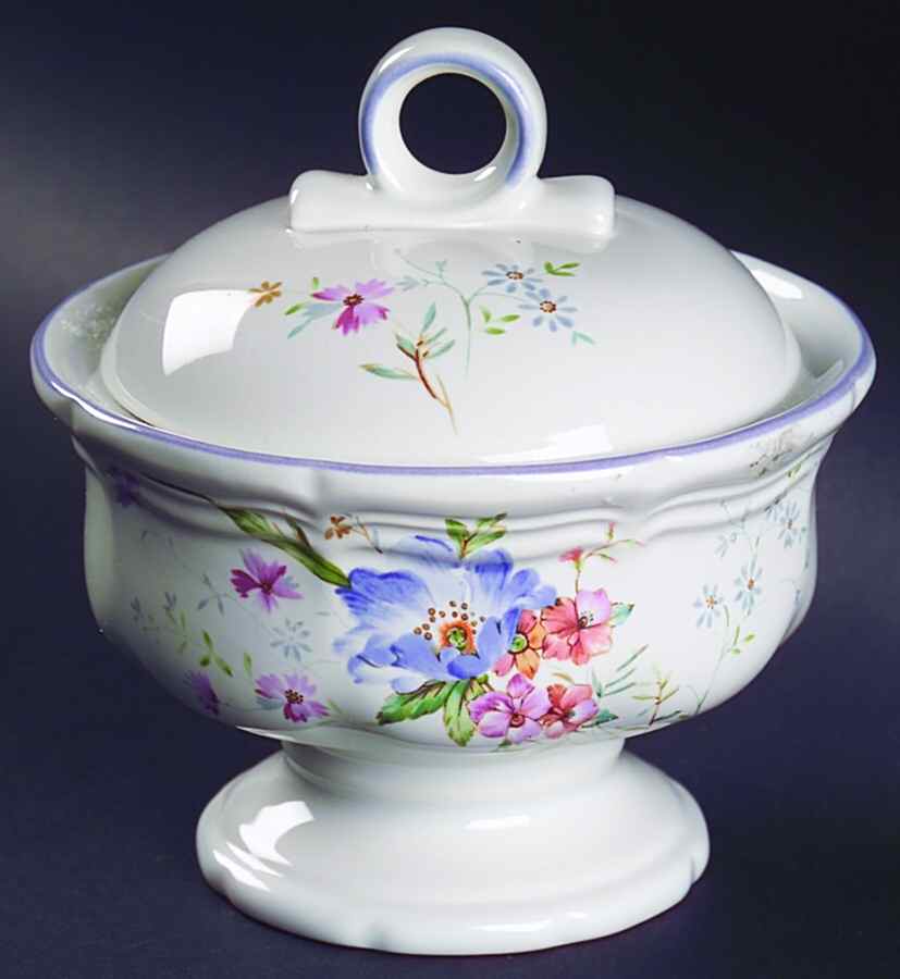 Blue Bouquet Sugar Bowl & Lid by Mikasa-1