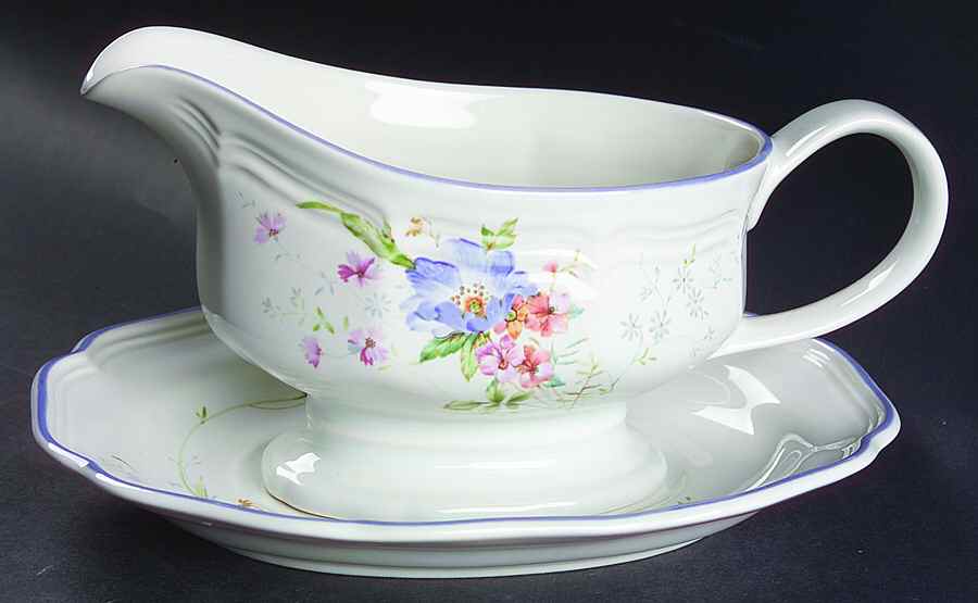 Blue Bouquet Gravy Boat & Underplate by Mikasa-1