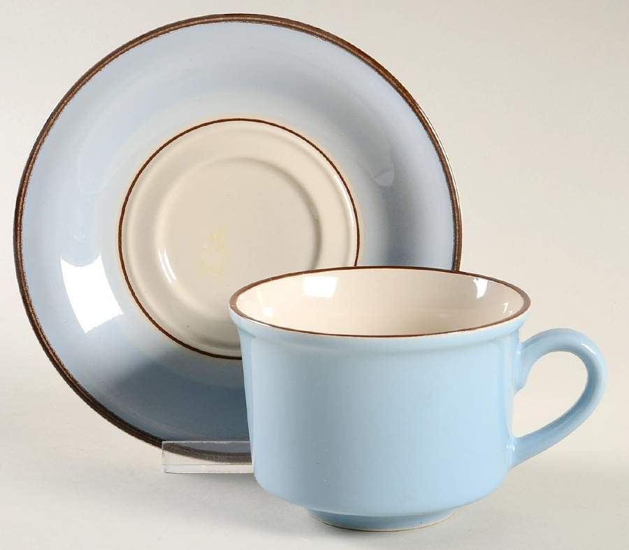 Blue Cloud Flat Cup & Saucer Set by Mikasa-1