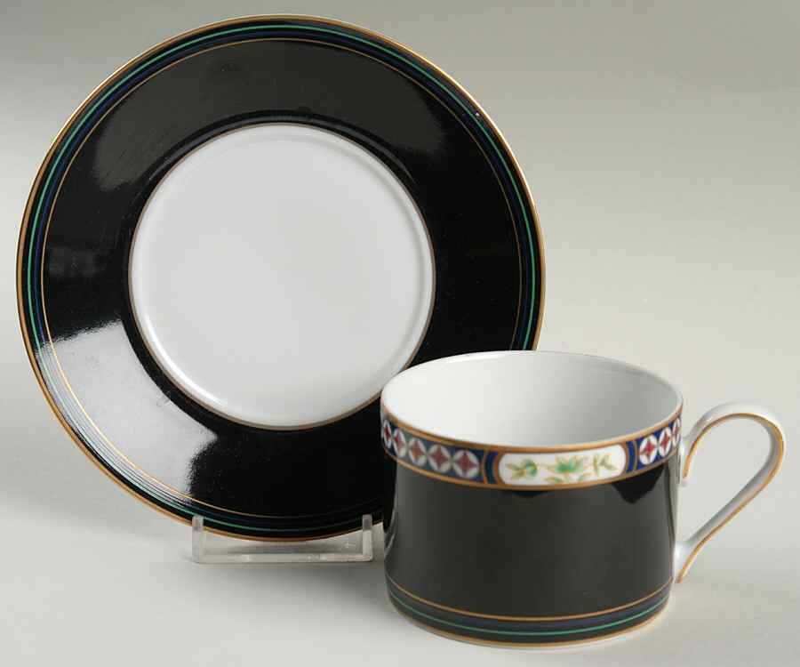 Black Diamond Flat Cup & Saucer Set by Mikasa-1