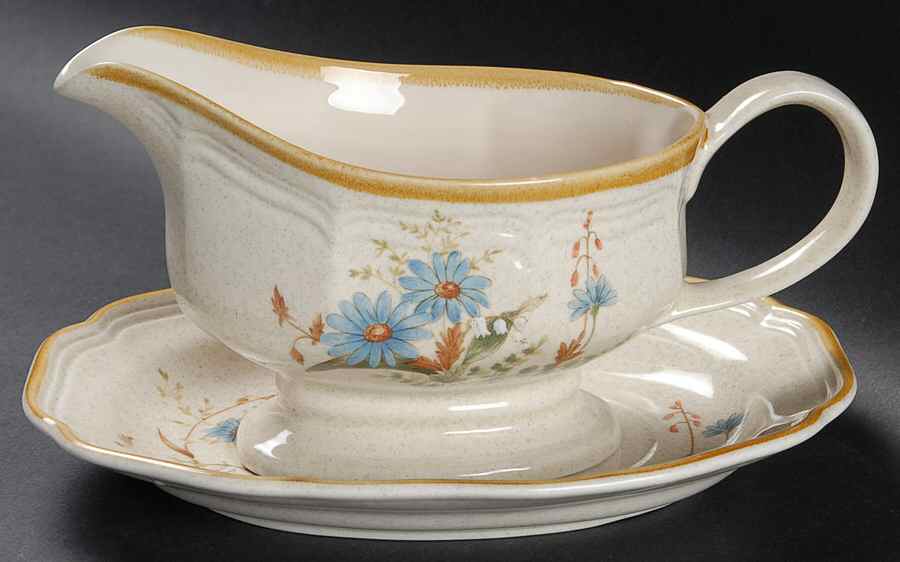 Blue Daisies Gravy Boat & Underplate by Mikasa-1