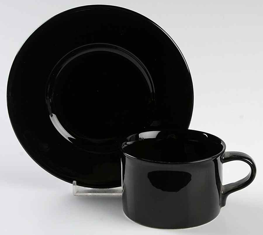 Black Diamond (All Black) Flat Cup & Saucer Set by Mikasa-1