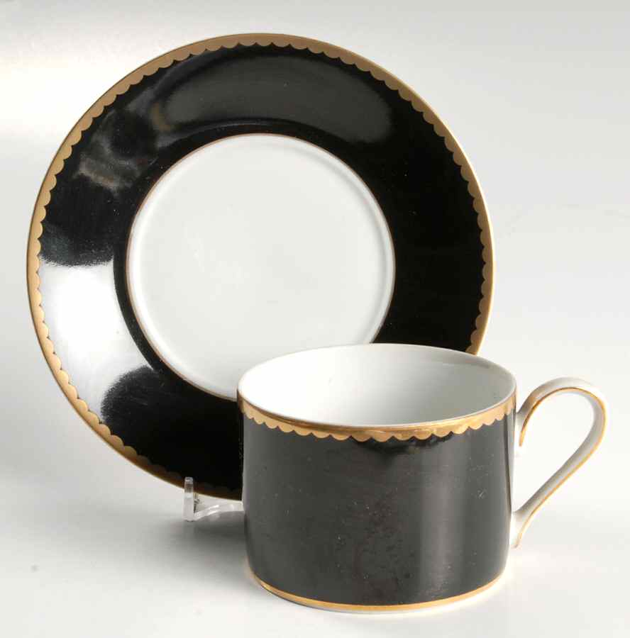 Black Granite (Black Border) Flat Cup & Saucer Set by Mikasa-1