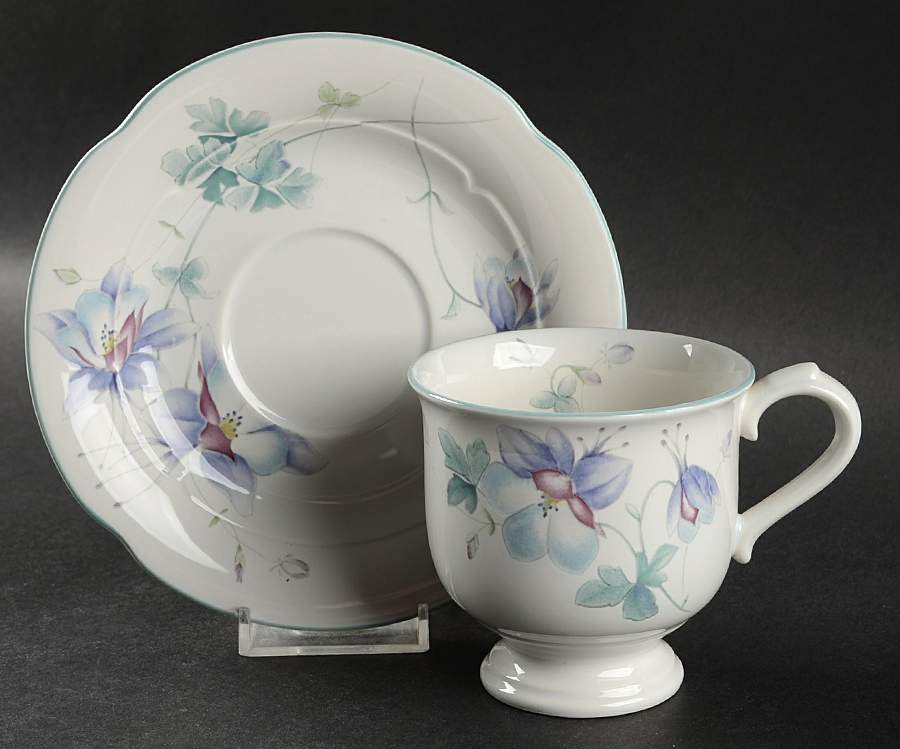 Blue Garden Footed Cup & Saucer Set by Mikasa-1