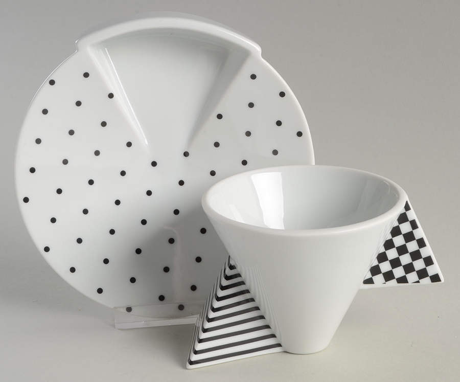 Black Graphics Flat Cup & Saucer Set by Mikasa-1