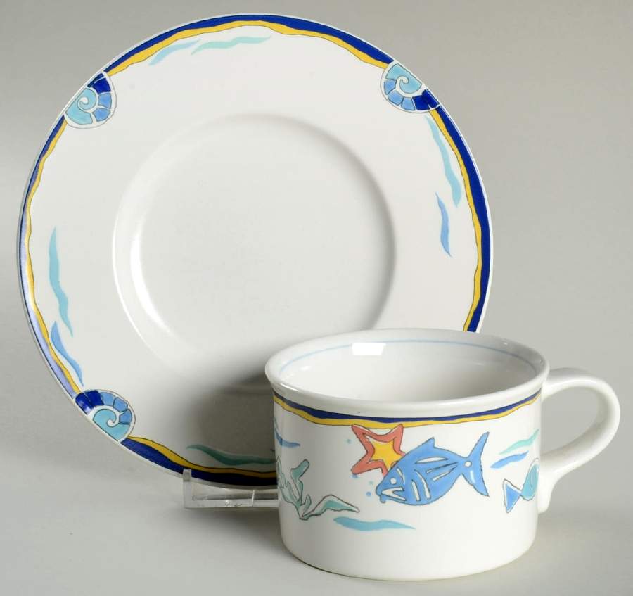 Blue Hawaii Flat Cup & Saucer Set by Mikasa-1