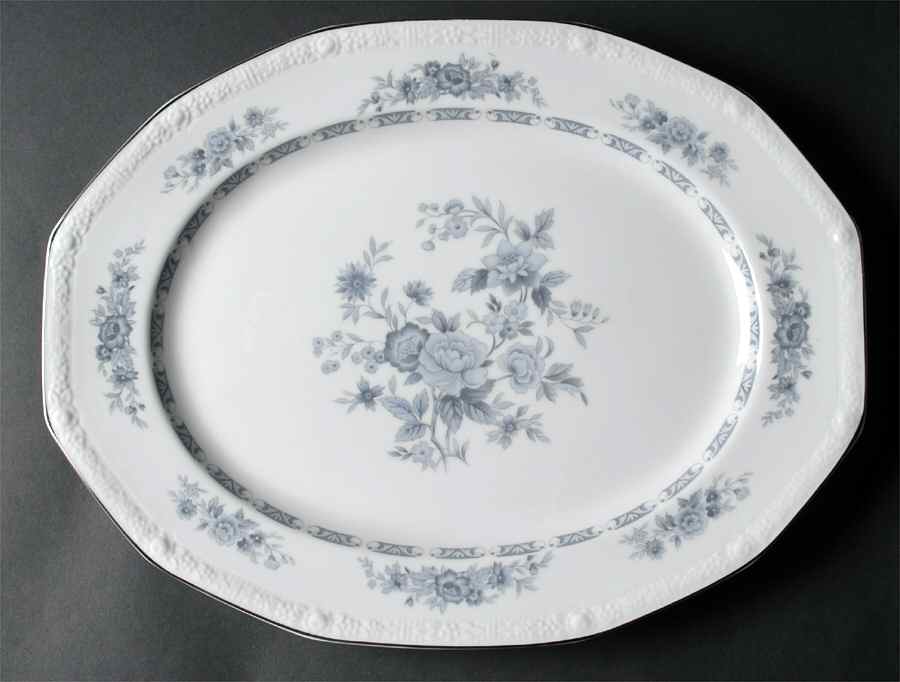Blue Peony 16" Oval Serving Platter by Mikasa-1