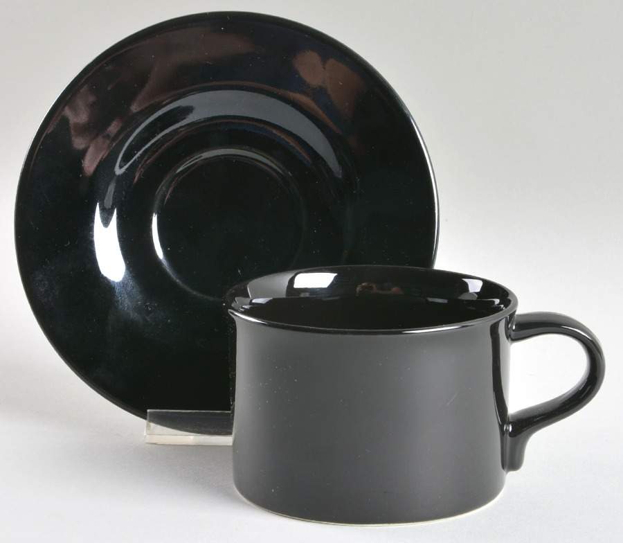 Black Plus Flat Cup & Saucer Set by Mikasa-1