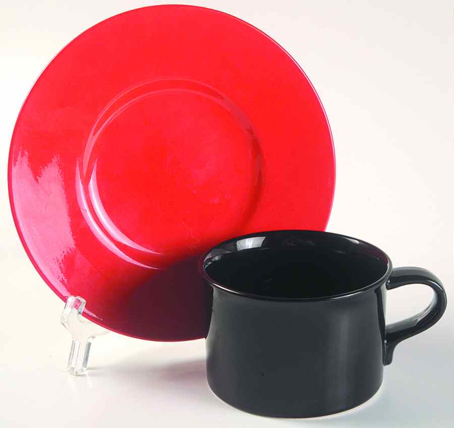 Black Plus Red Flat Cup & Saucer Set by Mikasa-1