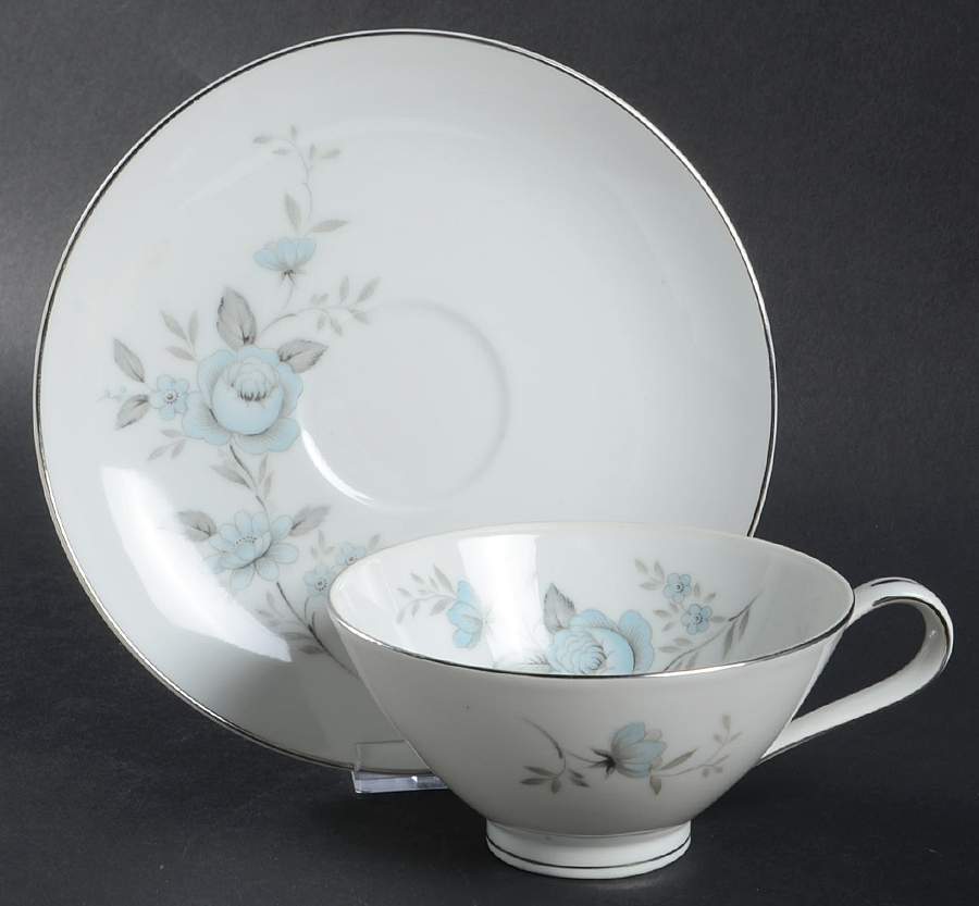 Blue Rose Flat Cup & Saucer Set by Mikasa-1