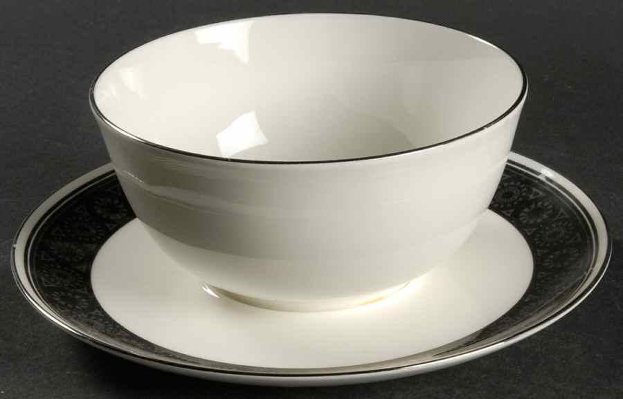 Black Sapphire Gravy Boat with Attached Underplate by Mikasa-1