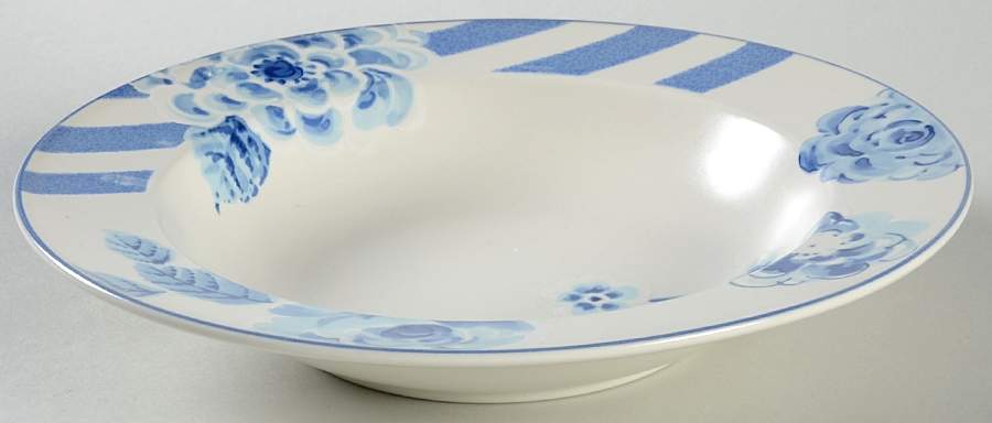 Blue Sonata Large Rim Soup Bowl by Mikasa-1