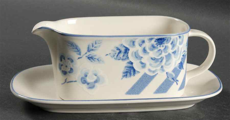 Blue Sonata Gravy Boat & Underplate (Relish/Butter) by Mikasa-1