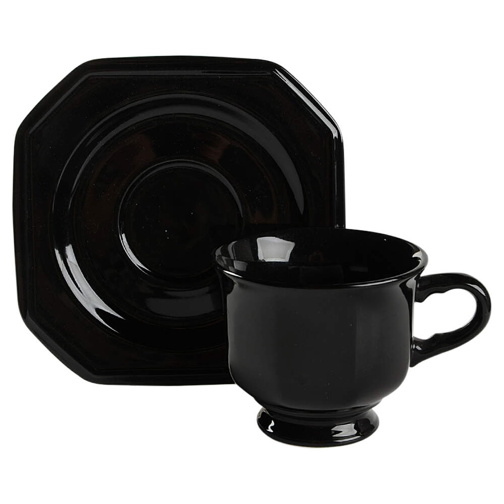 Black Tea Footed Cup & Saucer Set by Mikasa-1