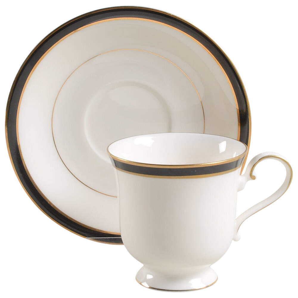 Black Tie Footed Cup & Saucer Set by Mikasa-1