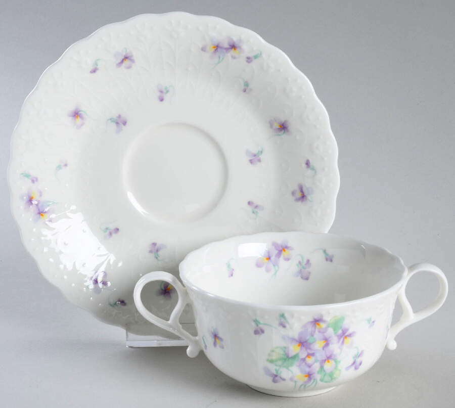 Blue Violets Flat Cream Soup Bowl & Saucer Set by Mikasa-1